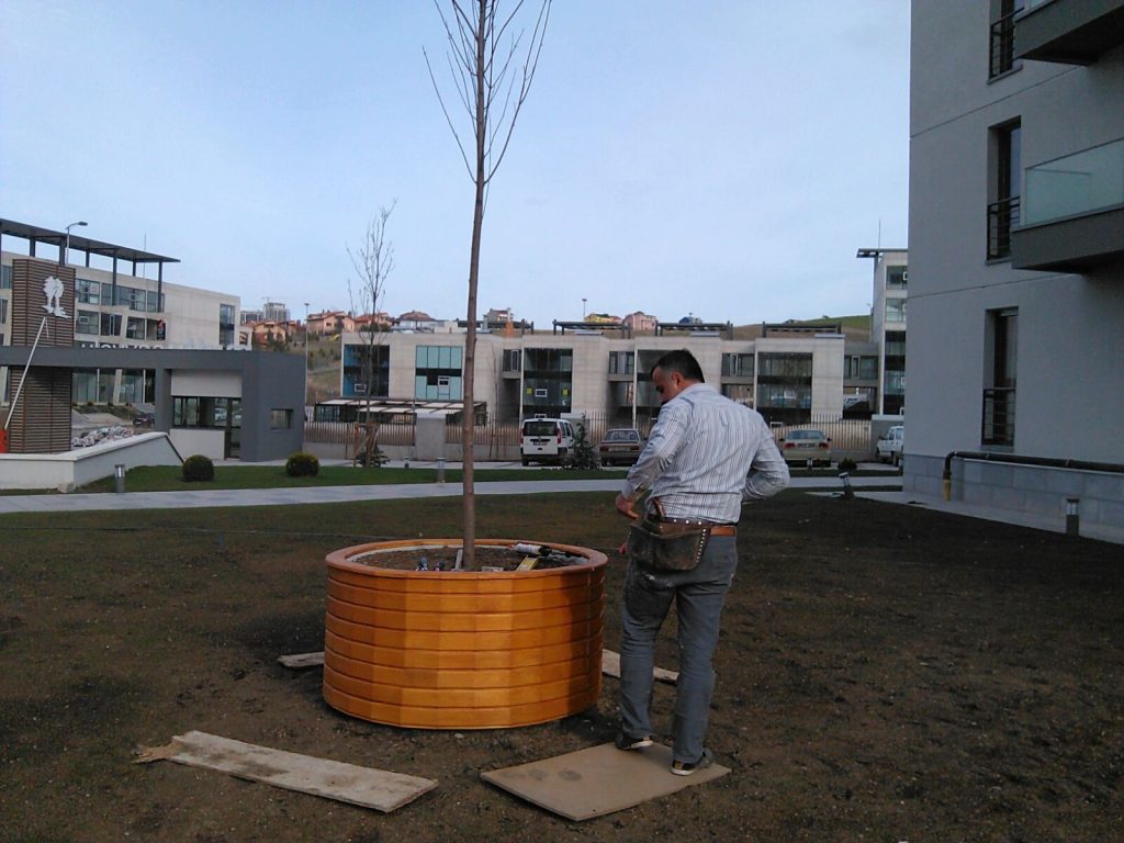 Yuvarlak Ahşap Ağaç Saksısı